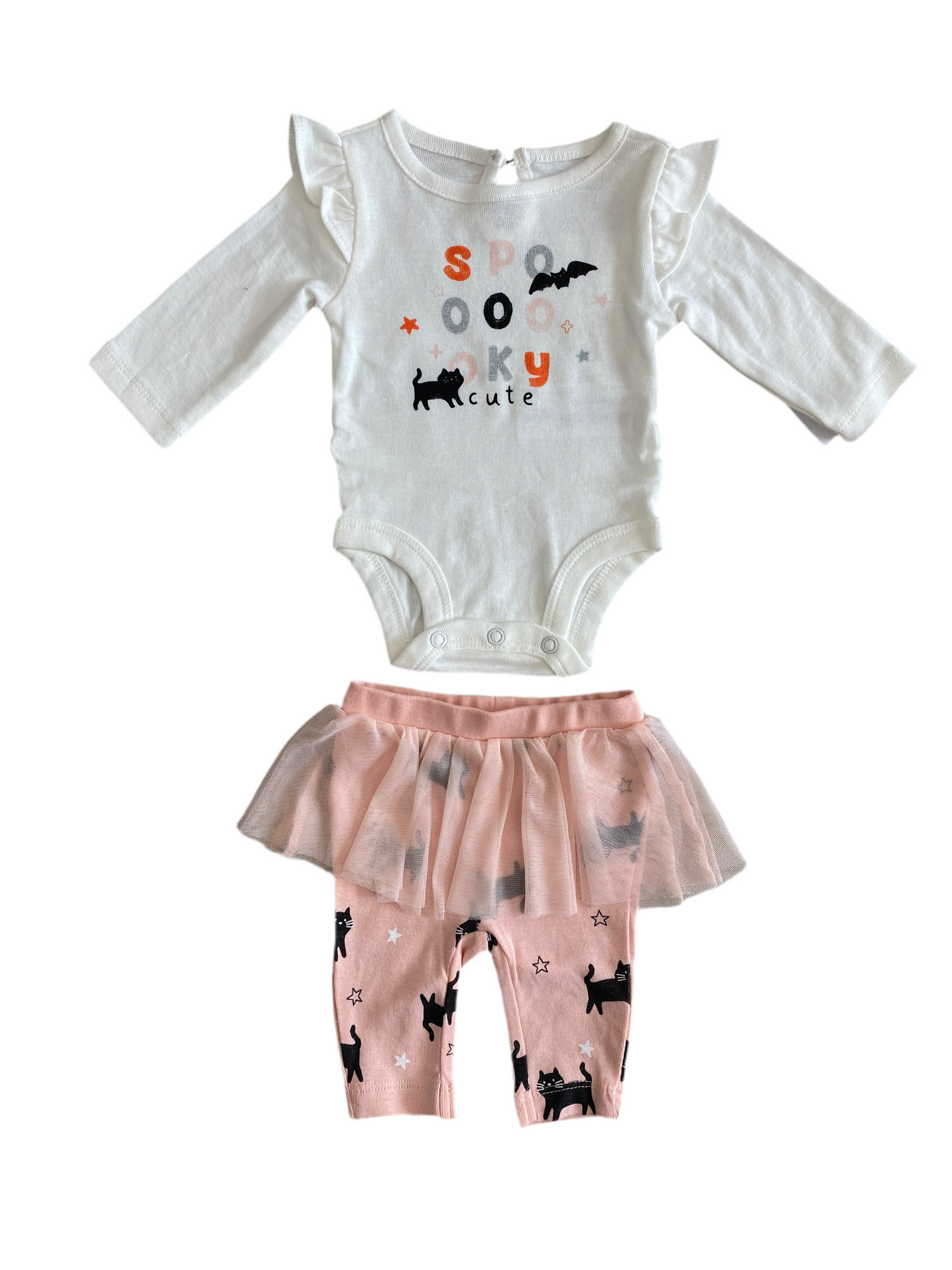 CONJUNTO 2 PIEZAS BODY/PANTALÓN CON TUTU ESTAMPADO GATO (NB/0M)