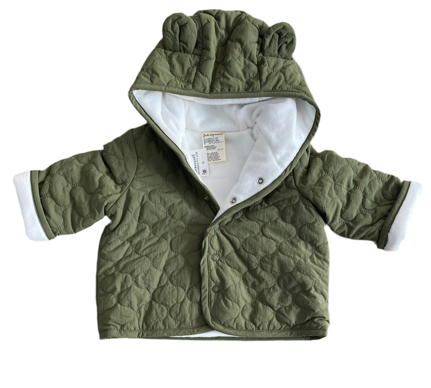 CHOMPA DE FELPA CON CAPUCHA VERDE (3-6M)