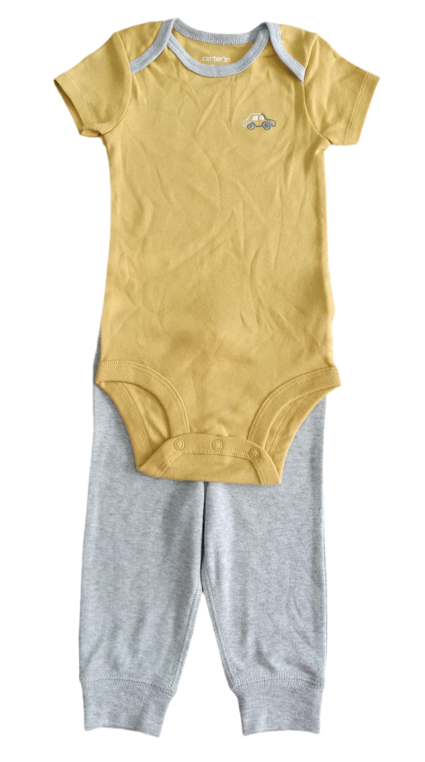 CONJUNTO 2 PIEZAS BODY/PANTALÓN AMARILLO/GRIS (6M)