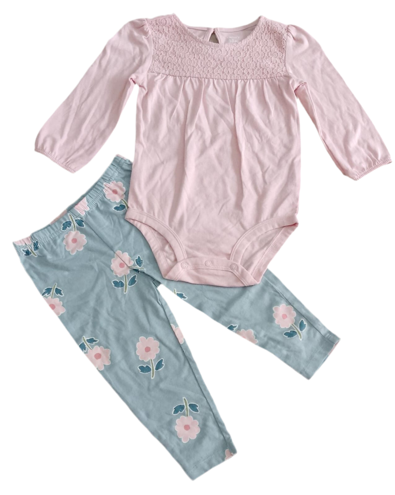 CONJUNTO 2 PIEZAS BODY/PANTALÓN ESTAMPADO FLORES (18M)
