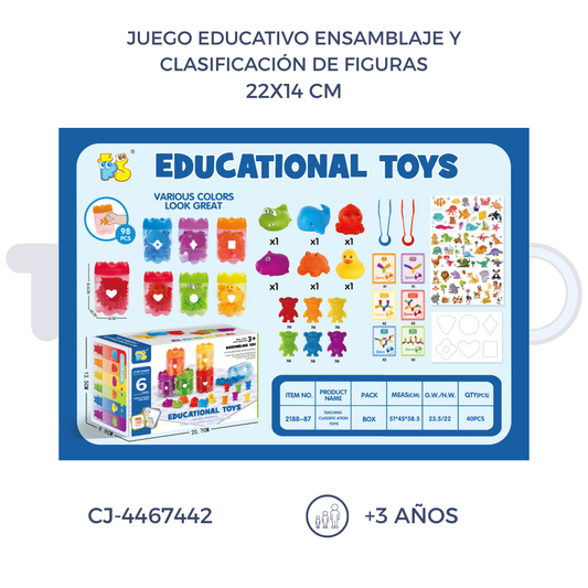 JUEGO EDUCATIVO ENSAMBLAJE Y CLASIFICACIÓN DE FIGURAS (3+)