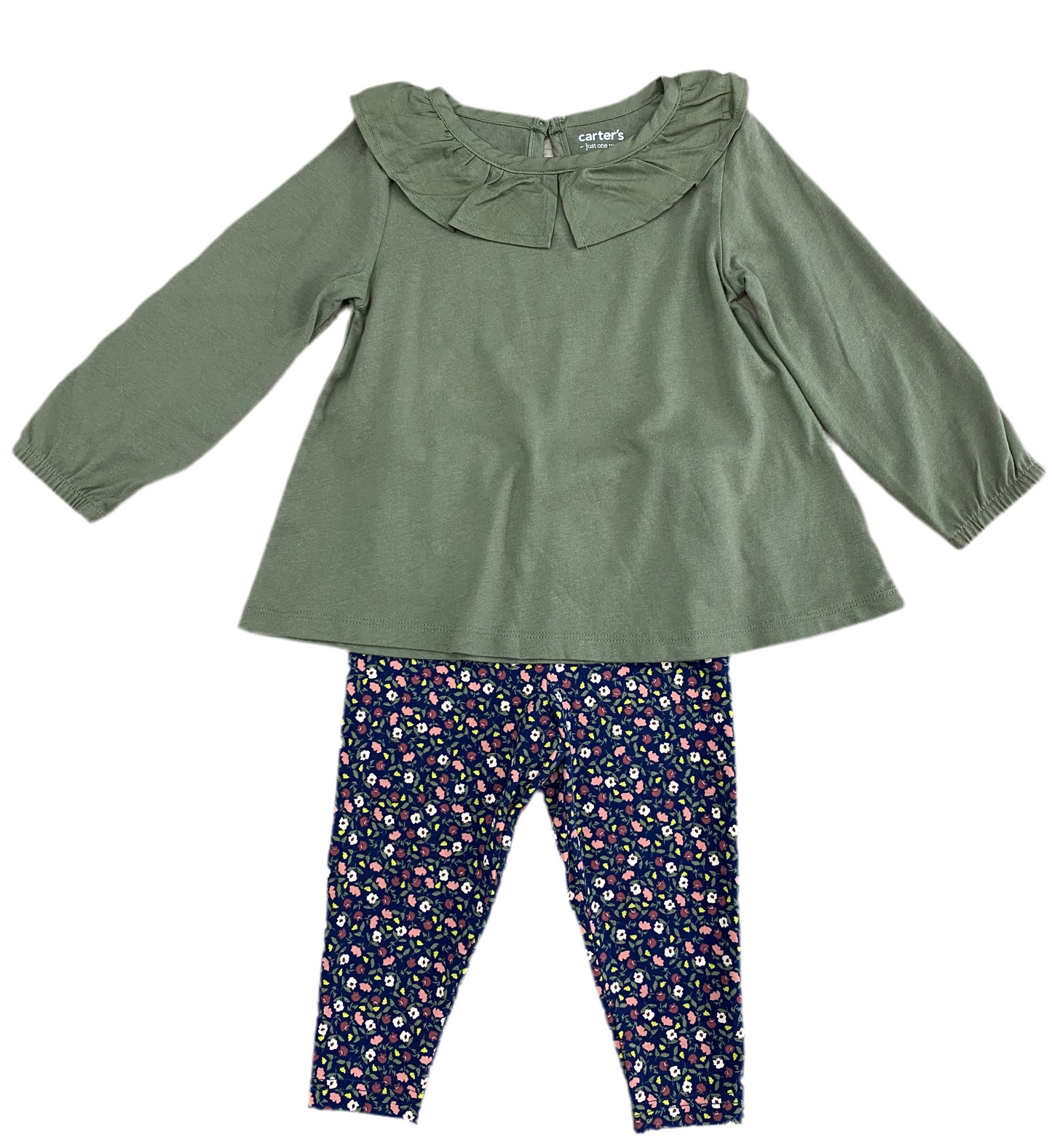 CONJUNTO 2 PIEZAS BLUSA MANGA LARGA/PANTALÓN ESTAMPADO FLORES (18M)