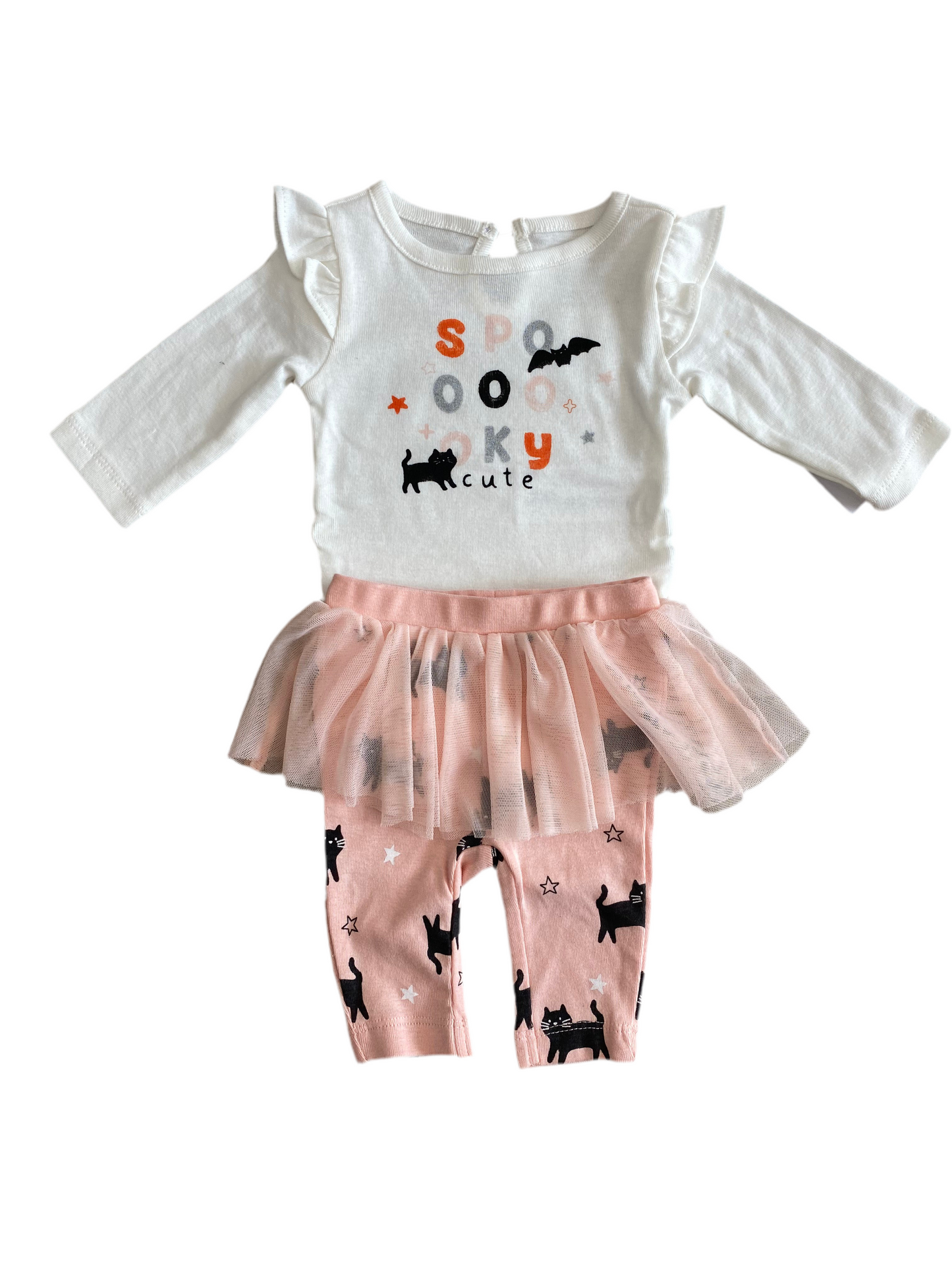 CONJUNTO 2 PIEZAS BODY/PANTALÓN CON TUTU ESTAMPADO GATO (NB/0M)