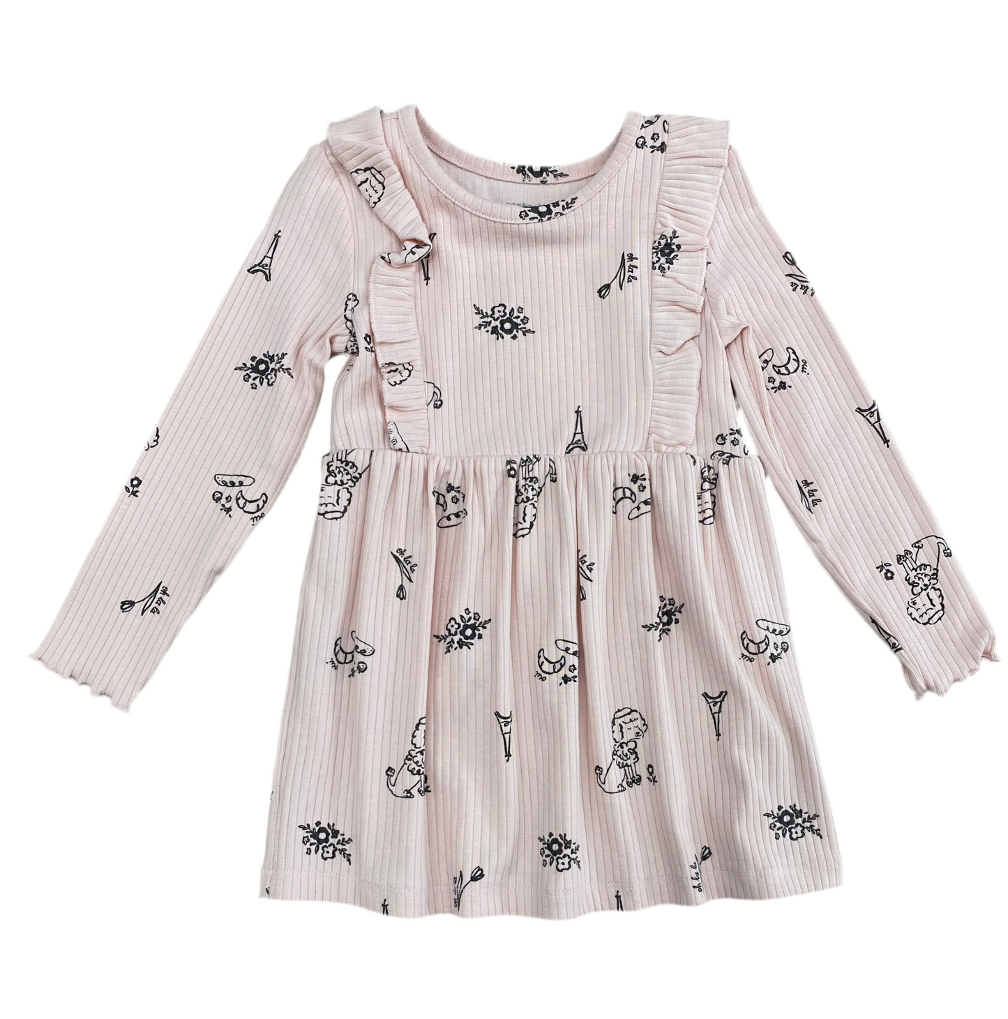 VESTIDO MANGA LARGA ESTAMPADO PARIS ROSA (24M/2T)