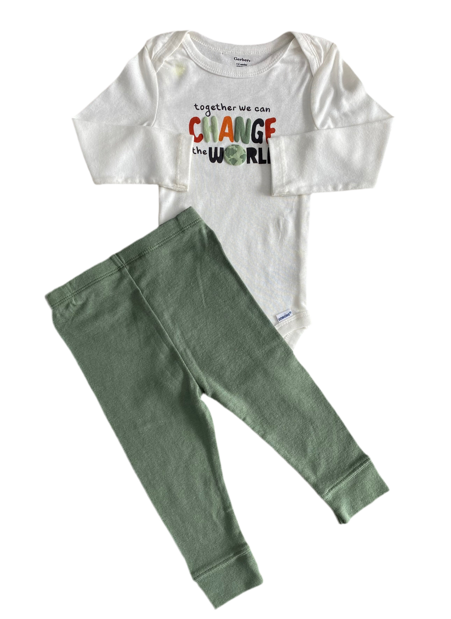 CONJUNTO 2 PIEZAS BUSO/PANTALON “JUNTOS PODEMOS CAMBIAR EL MUNDO” (6-9M)