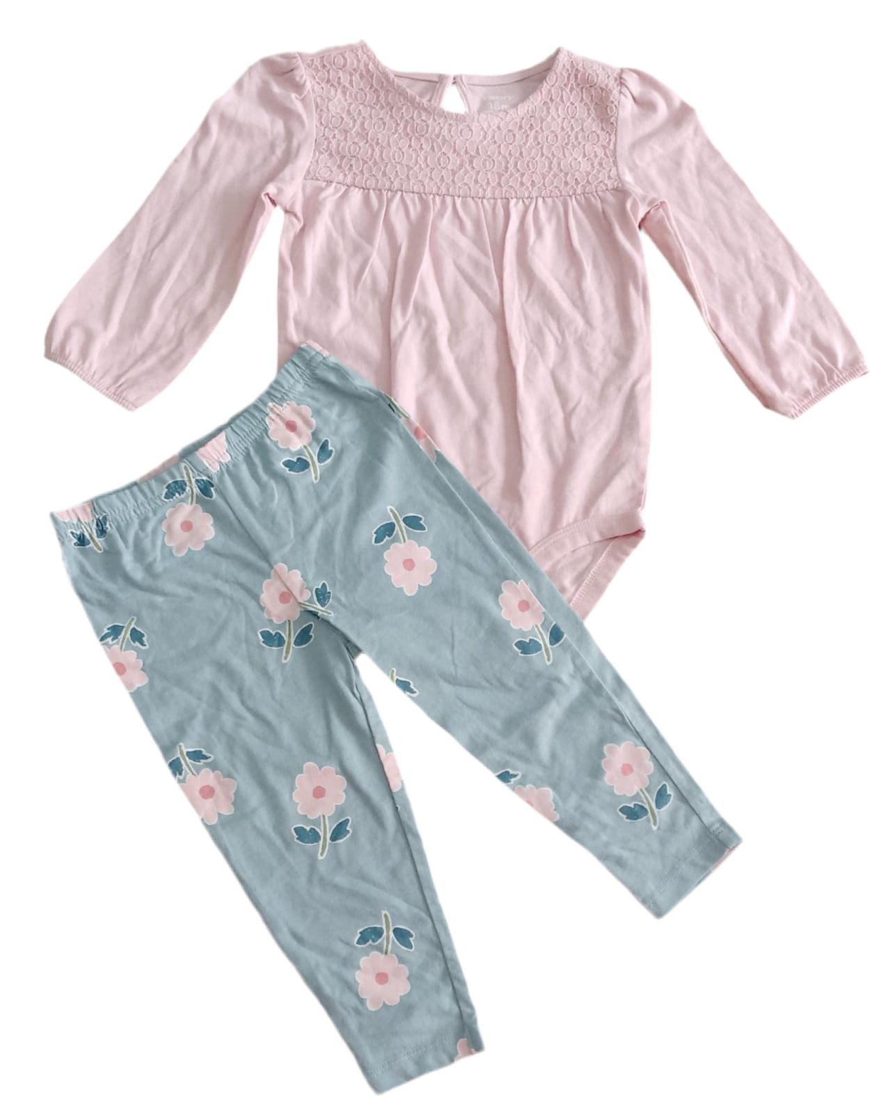 CONJUNTO 2 PIEZAS BODY/PANTALÓN ESTAMPADO FLORES (18M)