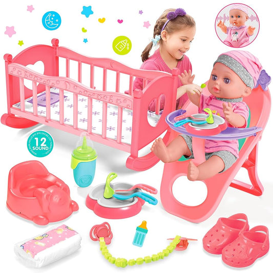 MUÑECA KIT CUNA SILLA DE COMER