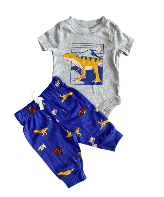 CONJUNTO 2 PIEZAS BODY/PANTALÓN ESTAMPADO DINOSAURIOS (3M)