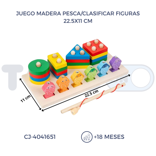 JUEGO MADERA PESCA/CLASIFICAR FIGURAS (18M+)