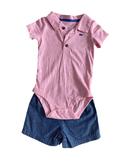 CONJUNTO 2 PIEZAS BODY/SHORT ROSA/AZUL (9M)