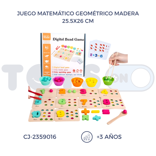 JUEGO MATEMÁTICO GEOMÉTRICO MADERA (3+)