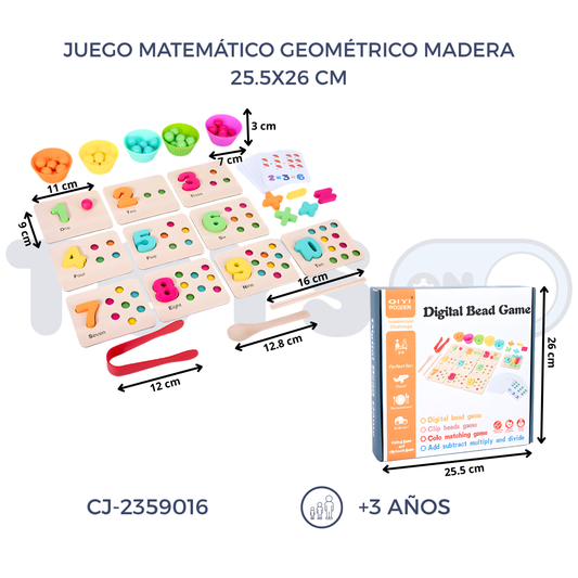 JUEGO MATEMÁTICO GEOMÉTRICO MADERA (3+)