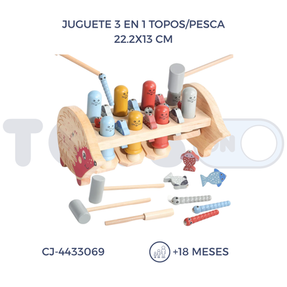 JUGUETE 3 EN 1 TOPOS/PESCA (18M+)