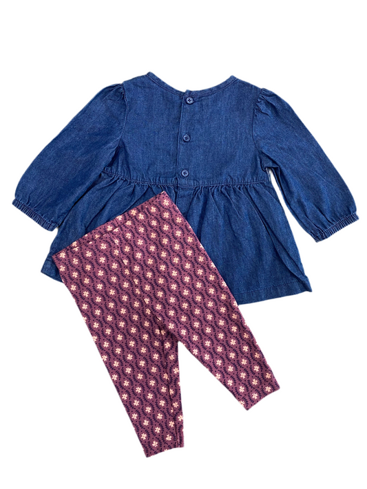 CONJUNTO 2 PIEZAS BLUSA/PANTALÓN ESTAMPADO FLORES 3M