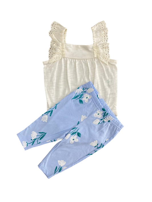 CONJUNTO 2 PIEZAS BODY/PANTALÓN ESTAMPADO FLORES (3M)