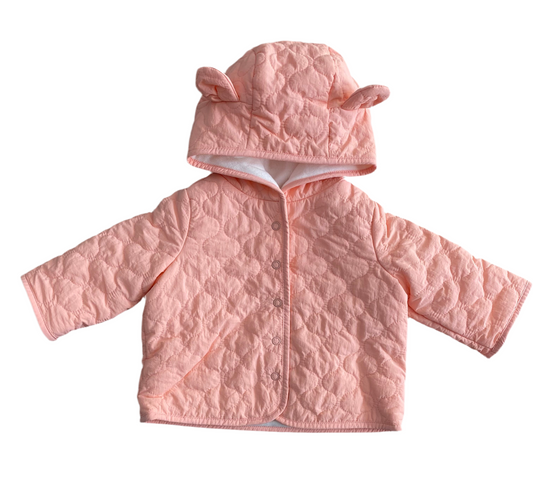 CHOMPA DE FELPA CON CAPUCHA ROSADO (3-6M)