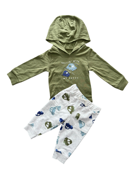 CONJUNTO 2 PIEZAS BUSO/PANTALÓN ESTAMPADO AUTOS (6M)