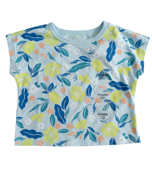 BLUSA SIN MANGAS/BLUSA MANGA CORTA ESTAMPADO FLORES (6-9M)