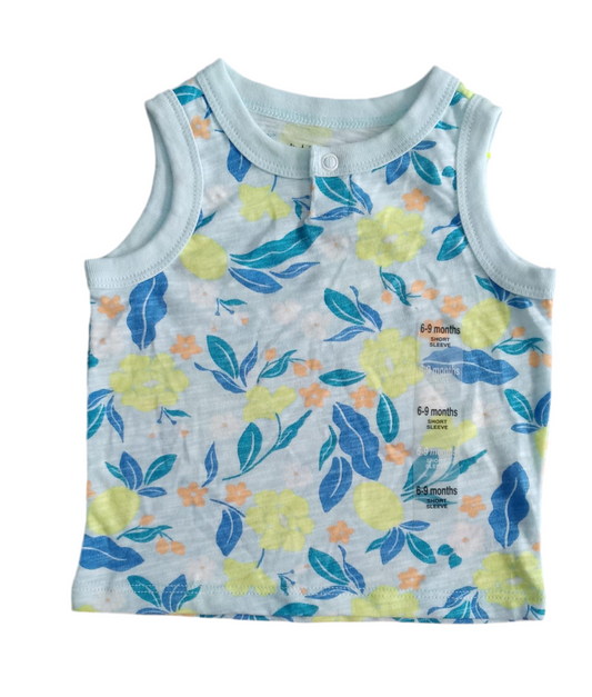 BLUSA SIN MANGAS/BLUSA MANGA CORTA ESTAMPADO FLORES (6-9M)