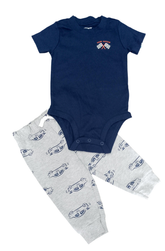 CONJUNTO 2 PIEZAS BODY/PANTALÓN ESTAMPADO CARRERAS AUTO (9M)