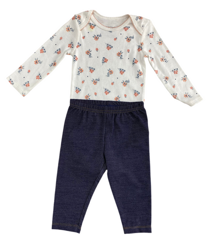 CONJUNTO 2 PIEZAS BODY/PANTALÓN ESTAMPADO FLORES (9M)