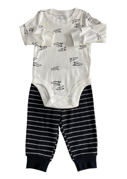 CONJUNTO 2 PIEZAS BODY/PANTALÓN RAYAS (6M)