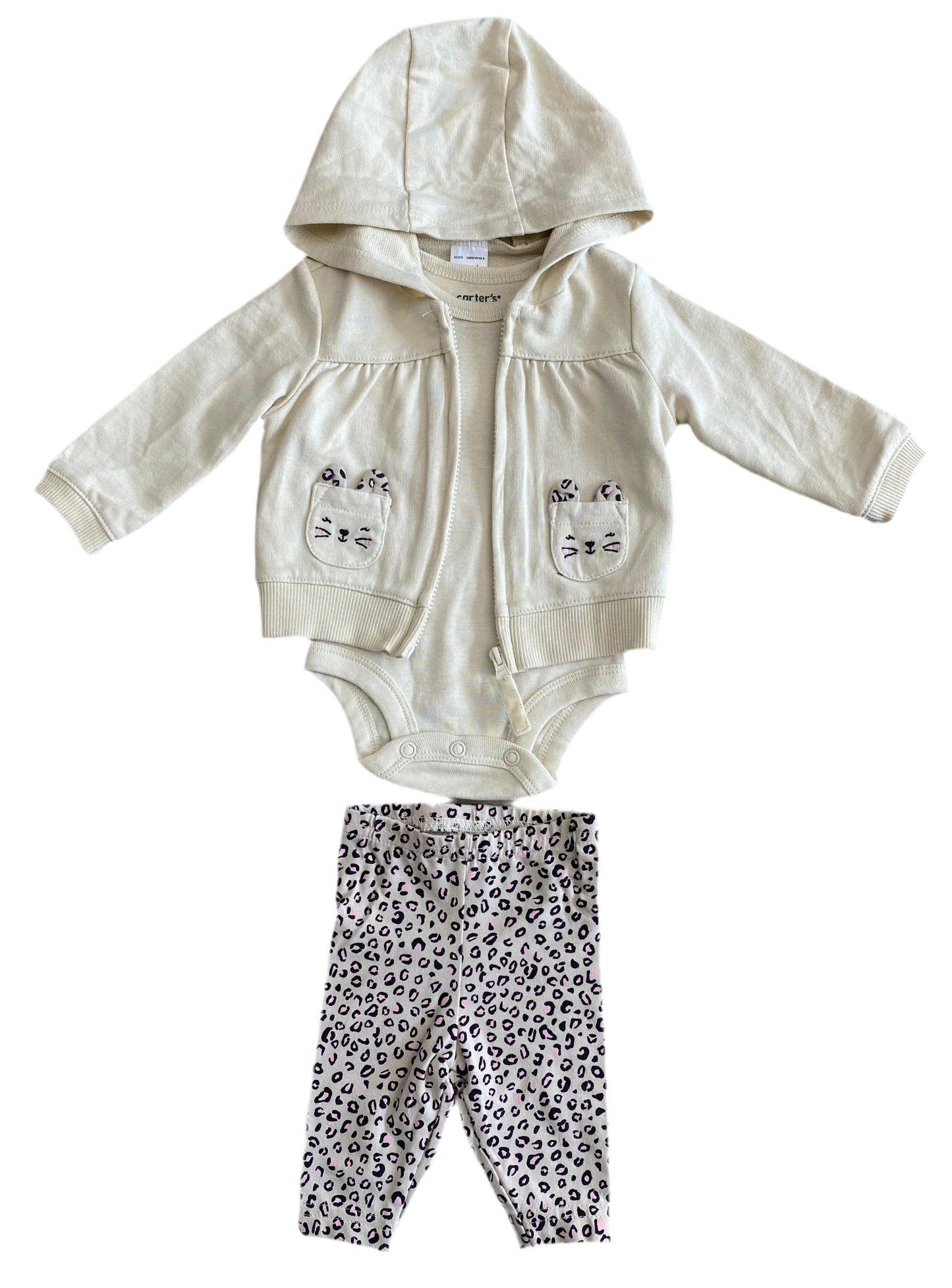 CONJUNTO 3 PIEZAS CHOMPA/BODY/PANTALÓN (NB/0M)