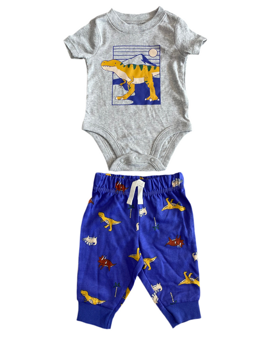 CONJUNTO 2 PIEZAS BODY/PANTALÓN ESTAMPADO DINOSAURIOS (3M)