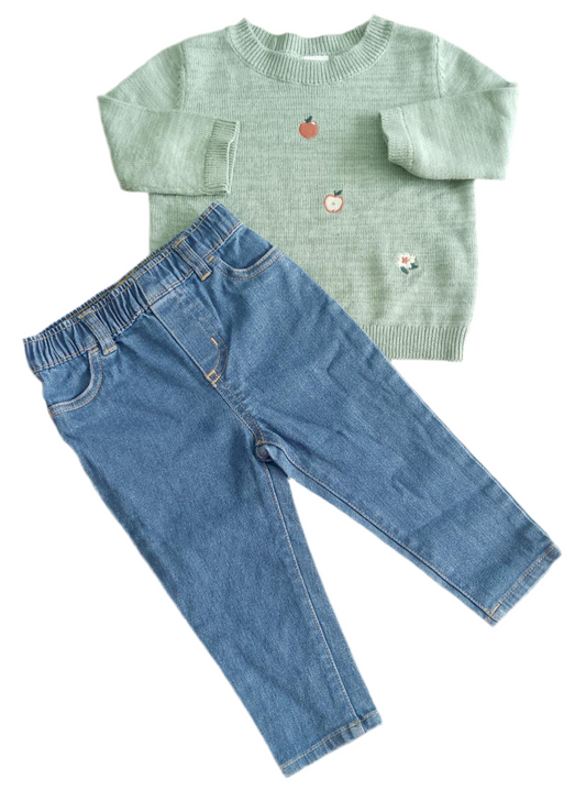 CONJUNTO 2 PIEZAS SUÉTER/ PANTALÓN JEAN (6M)