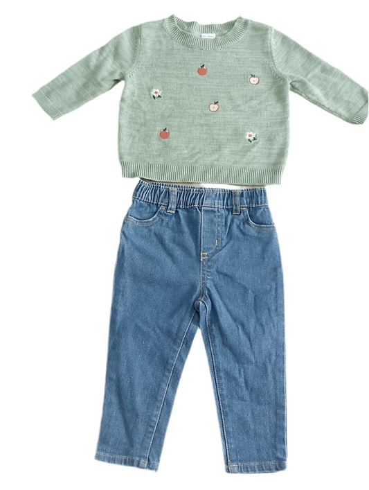 CONJUNTO 2 PIEZAS SUÉTER/ PANTALÓN JEAN (6M)