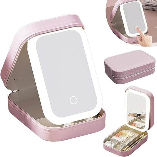 ESPEJO DE MAQUILLAJE ILUMINADO PORTATIL RECARGABLE