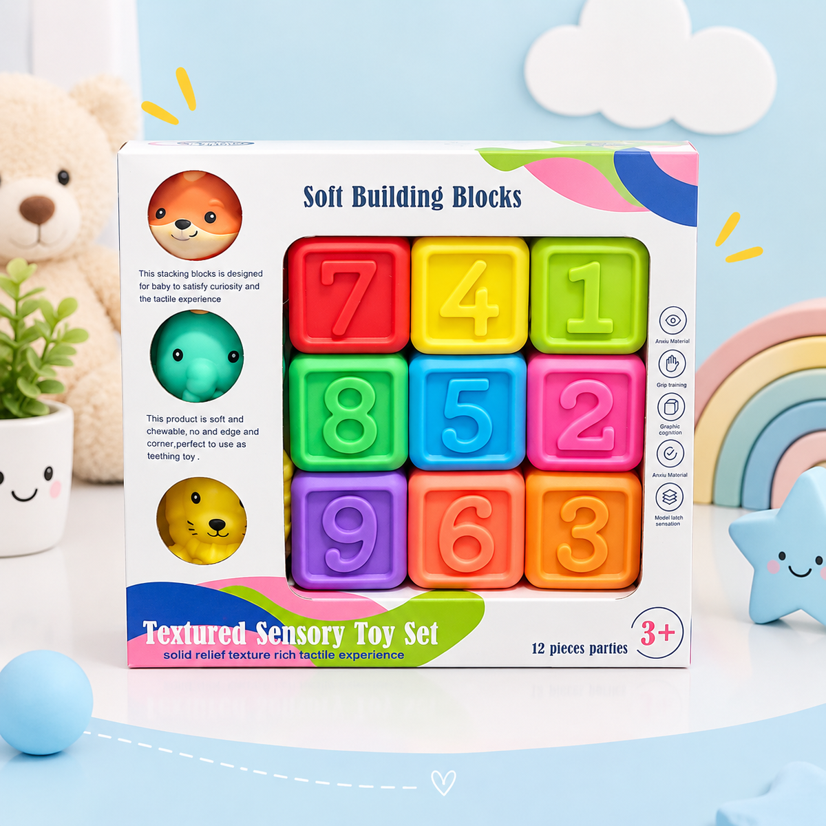 Bloques sensoriales con animales (3M+)