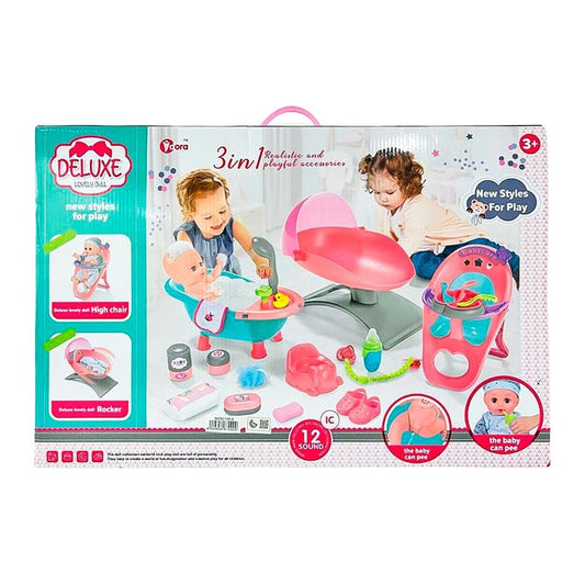 MUÑECA KIT BAÑERA SILLA MECEDORA 5 EN 1