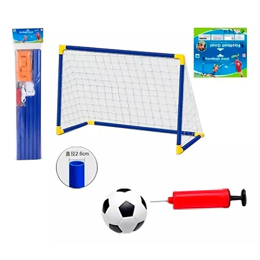 ARCO DE FUTBOL ARMABLE CON INFLADOR Y PELOTA